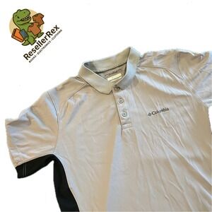 Columbia Polo Shirt Mens Medium Gray Omni Shade Omni Wick Short‎ Sleeve 1637391